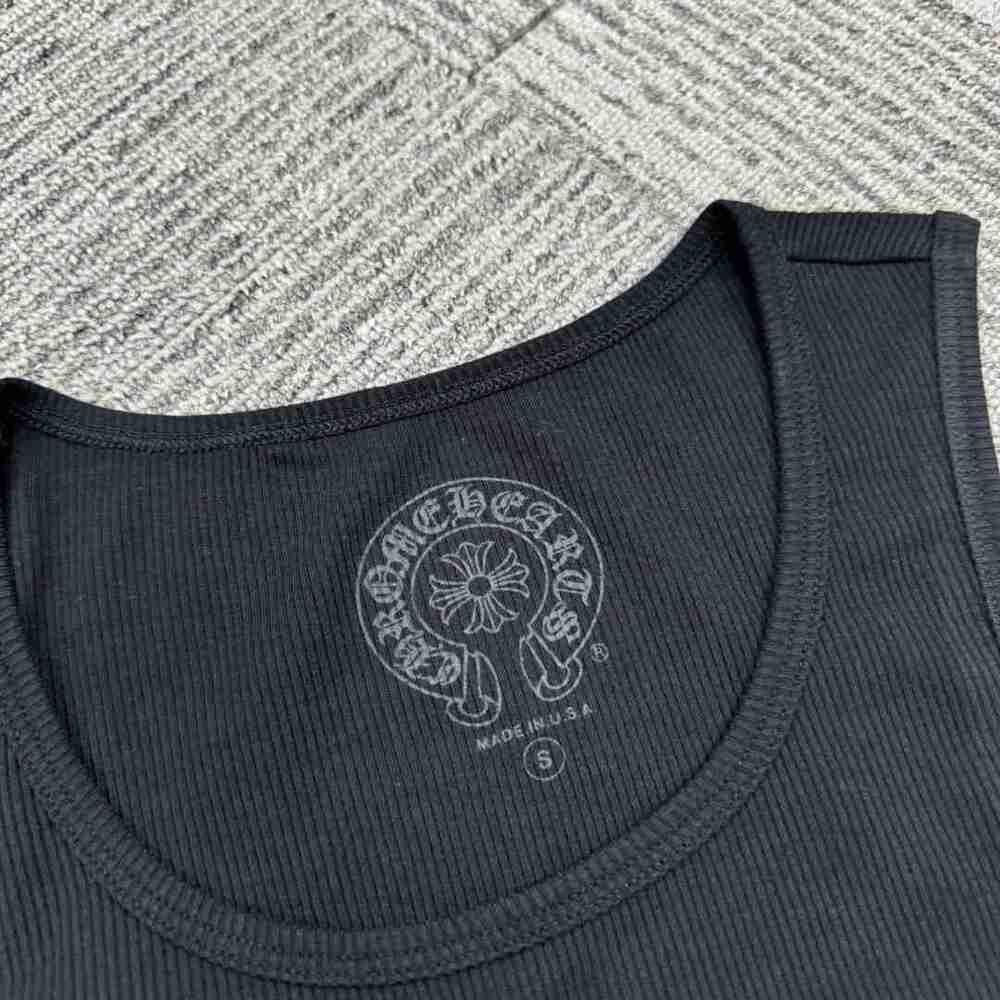 ⭐Chrome Hearts Horseshoe Print Black Ribbed Slim Fit Tank Top - Picture 2 of 5